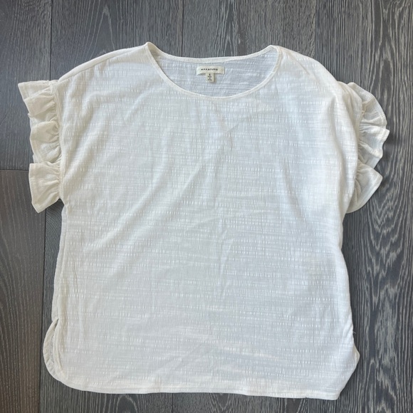 Max Studio Women’s Ruffle Shirt Sleeve Knit Top Blouse. White size small - Picture 4 of 12